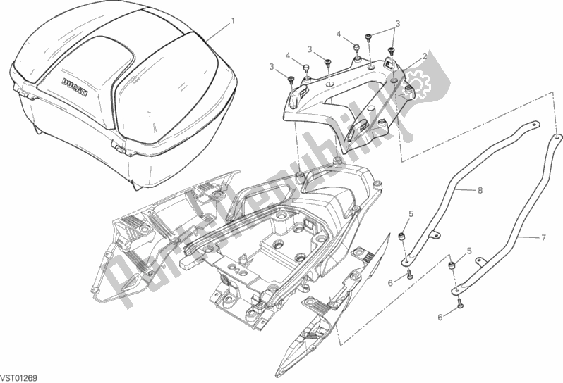 Toutes les pièces pour le Top-case du Ducati Multistrada 1200 S GT USA 2014